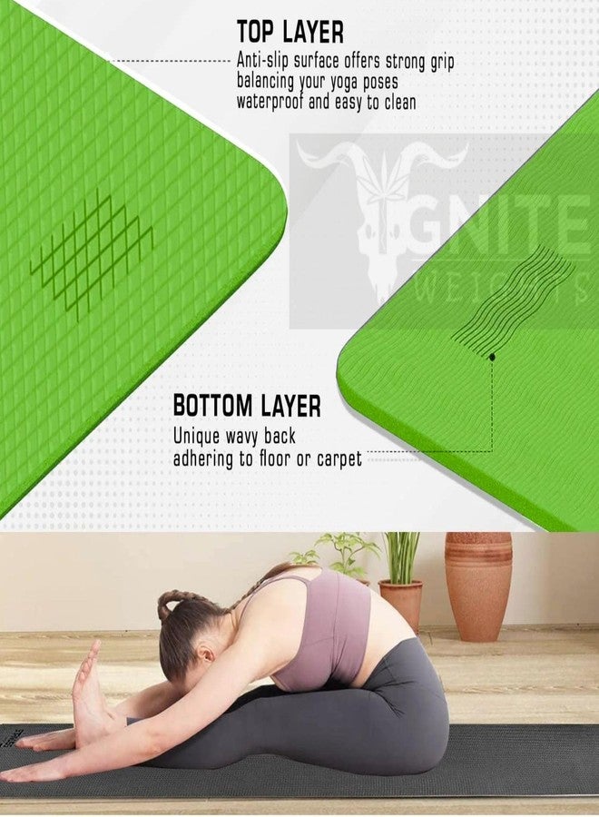 IGNITE WEIGHTS 6mm Anti-Skid Lightweight Sweat/Dirt Proof EVA Yoga Mat with Carrying Strap for Gym & Outdoor Workout for Men/Women Pack of 1 (Green) - Image 5