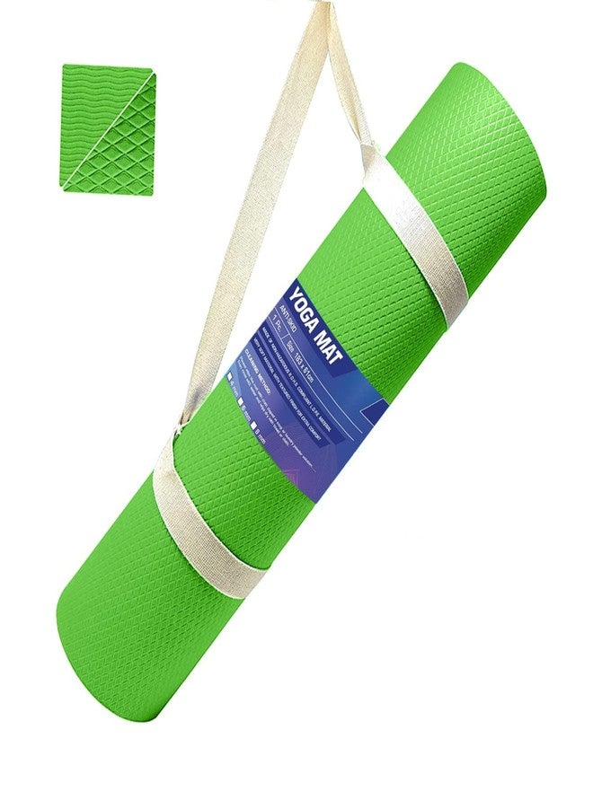 IGNITE WEIGHTS 6mm Anti-Skid Lightweight Sweat/Dirt Proof EVA Yoga Mat with Carrying Strap for Gym & Outdoor Workout for Men/Women Pack of 1 (Green) - Image 1