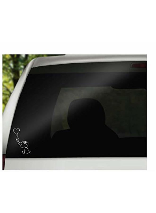 Foxtail Decals Elephant Heart Balloon Vinyl Decal | White | Made in USA by Foxtail Decals | for Car Windows, Tablets, Laptops, Water Bottles, etc. | 3.3 x 4.75 inch - Image 2