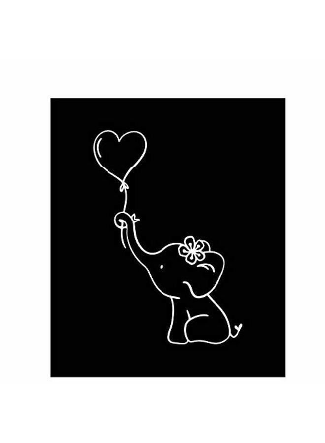 Foxtail Decals Elephant Heart Balloon Vinyl Decal | White | Made in USA by Foxtail Decals | for Car Windows, Tablets, Laptops, Water Bottles, etc. | 3.3 x 4.75 inch - Image 1