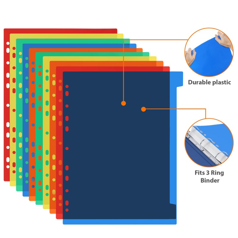 Darice 10-Tab Plastic Dividers 30 Pcs - Binder Dividers with Tabs - Multicolored Plastic Divider for 3 Ring Binder - File Organization â€“ Ideal for School, Office - Image 2