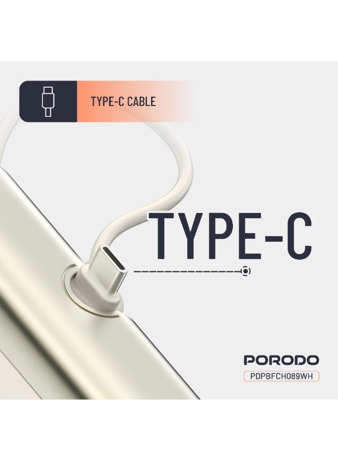 porodo Pocket Volt 5000mAh Power Bank with Built-in USB-C Connector, Compact Design, Reliable Power Bank 5000 mAh, Portable Device Charger, USB-C Fast Charger, Pocket-Sized Power Bank 5000 mAh - White - Image 5