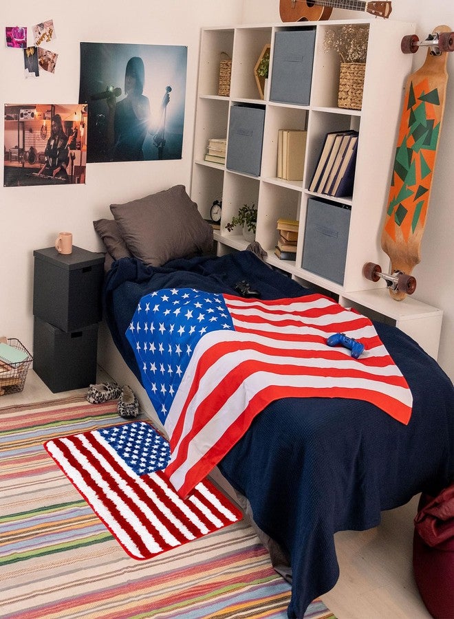 Whaline سجادة حمام وايلين ليوم الاستقلال 4 يوليو نجوم وخطوط سجادة غير قابلة للانزلاق سجادة مدخل أمامي سجادة أرضية للمنزل والمطبخ ومدخل غرفة النوم والحمام ديكور - Image 5