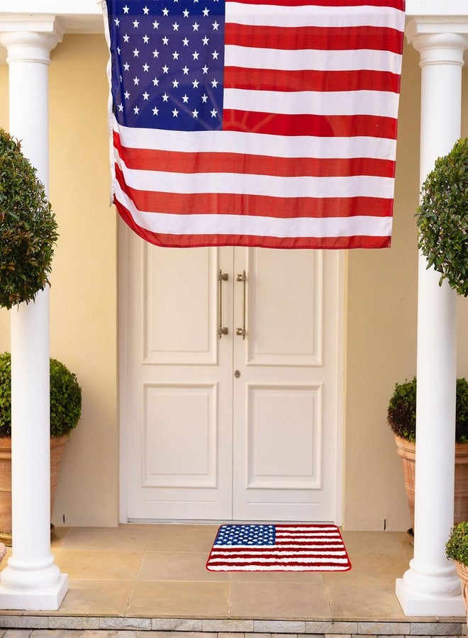 Whaline سجادة حمام وايلين ليوم الاستقلال 4 يوليو نجوم وخطوط سجادة غير قابلة للانزلاق سجادة مدخل أمامي سجادة أرضية للمنزل والمطبخ ومدخل غرفة النوم والحمام ديكور - Image 4