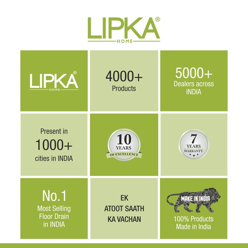 LIPKA Eon Square Flat Cut with Palin Floor Drain |Premium Stainless Steel |5 x 5 Inches| - Image 5