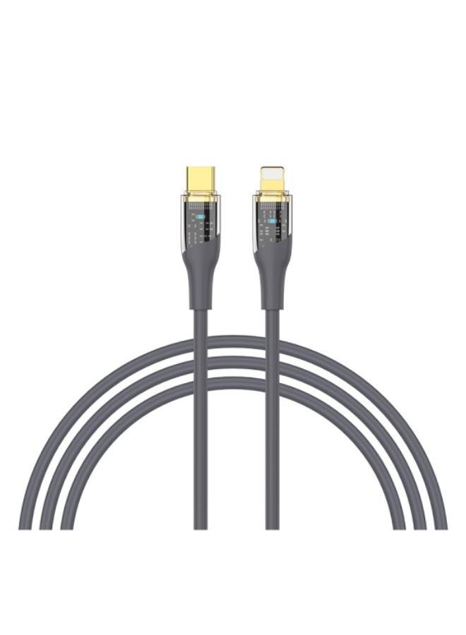 LANEX LANEX LS41CL PD30W TYPE-C TO LIGHTNING TRANSPARENT FAST CHARGING CABLE 1M - GREY  - Image 1
