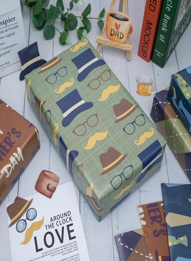 Vnaaem Fathers Day Wrapping Paper - 4 Design Father Gift Wrap FoLded Flat for Men Dad Stepfather - 20 X 28Inch Per Sheet(8 Pack) - Image 5