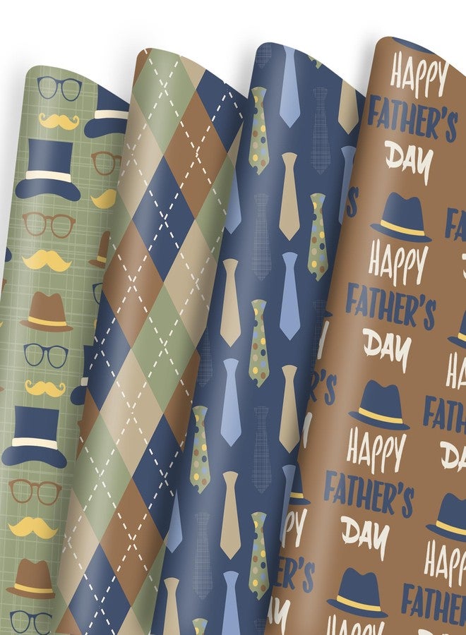 Vnaaem Fathers Day Wrapping Paper - 4 Design Father Gift Wrap FoLded Flat for Men Dad Stepfather - 20 X 28Inch Per Sheet(8 Pack) - Image 1