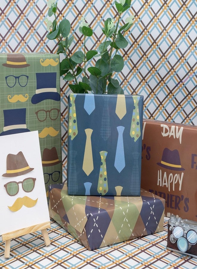 Vnaaem Fathers Day Wrapping Paper - 4 Design Father Gift Wrap FoLded Flat for Men Dad Stepfather - 20 X 28Inch Per Sheet(8 Pack) - Image 4