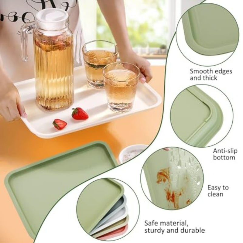 Plastic Serving Platter Tray, 5PCS 12x9'' Platters for Parties Fast Food Party Food Serving Trays Cafeteria Buffet Tea Fruit Drinks Desserts Drinks Trays Dishes for Restaurants - Image 3