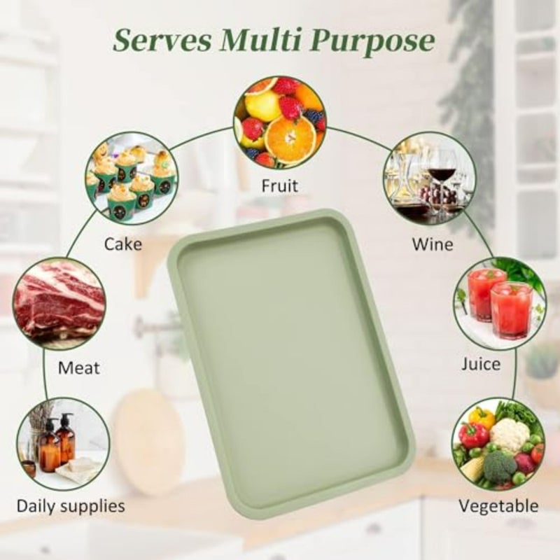 Plastic Serving Platter Tray, 5PCS 12x9'' Platters for Parties Fast Food Party Food Serving Trays Cafeteria Buffet Tea Fruit Drinks Desserts Drinks Trays Dishes for Restaurants - Image 2
