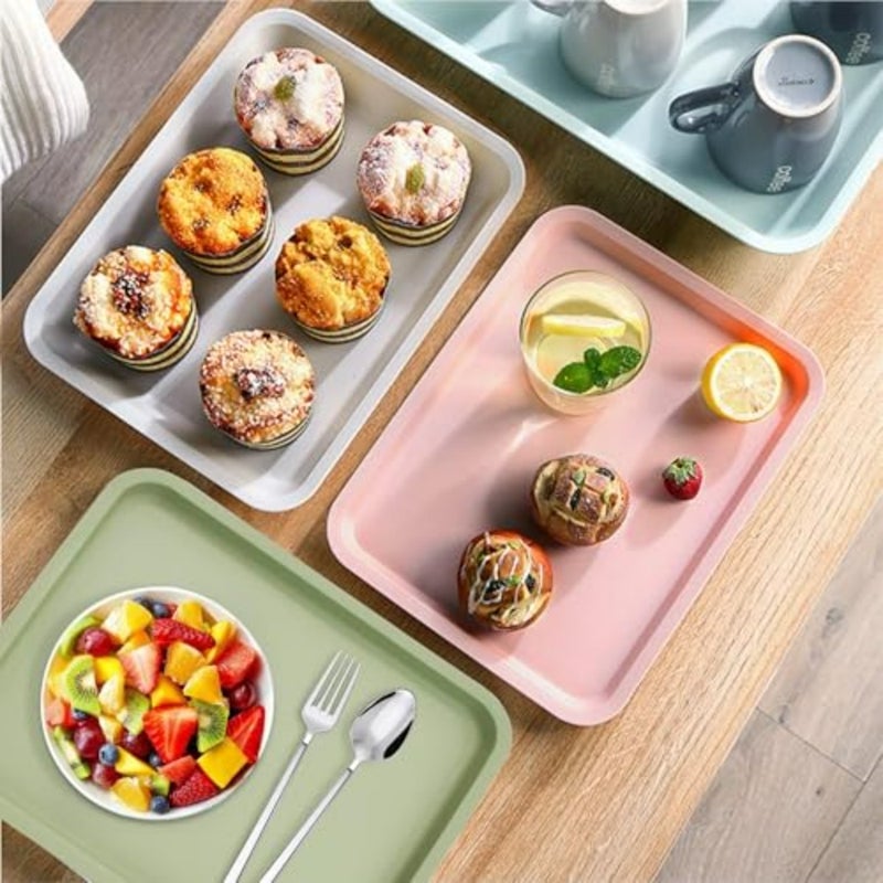 Plastic Serving Platter Tray, 5PCS 12x9'' Platters for Parties Fast Food Party Food Serving Trays Cafeteria Buffet Tea Fruit Drinks Desserts Drinks Trays Dishes for Restaurants - Image 5