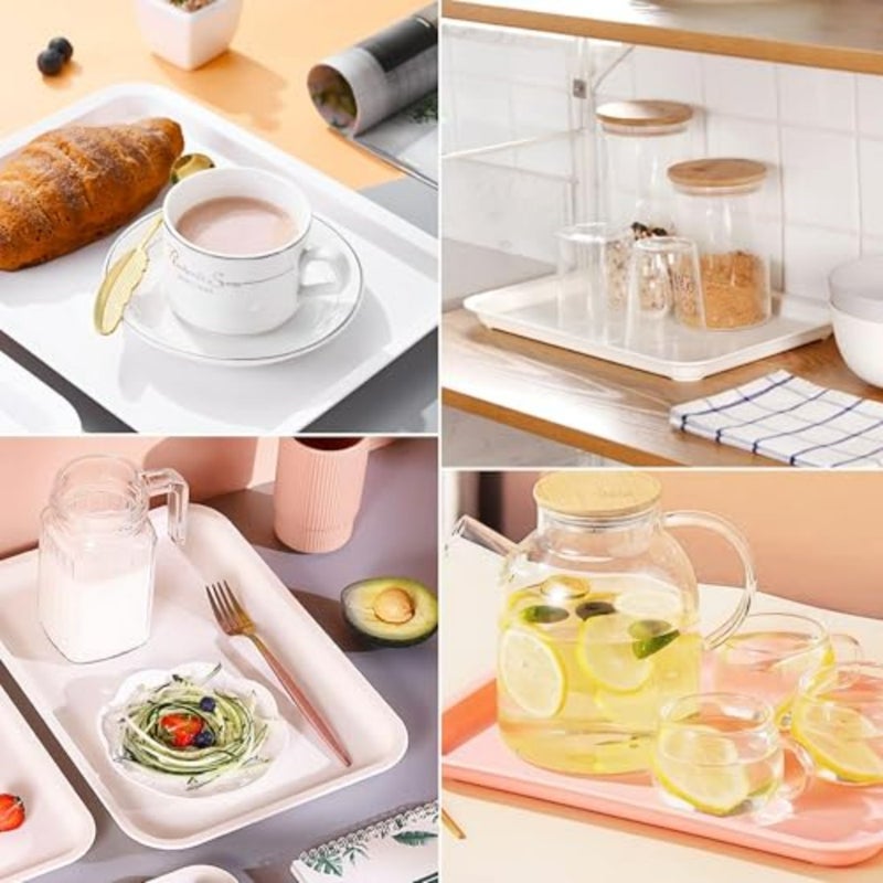 Plastic Serving Platter Tray, 5PCS 12x9'' Platters for Parties Fast Food Party Food Serving Trays Cafeteria Buffet Tea Fruit Drinks Desserts Drinks Trays Dishes for Restaurants - Image 4