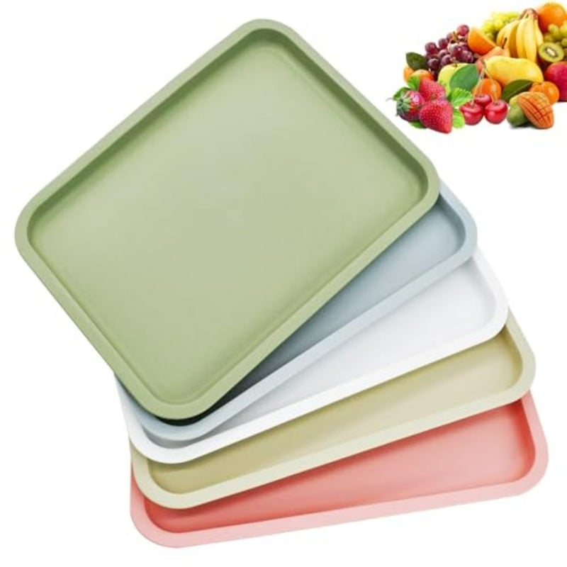 Plastic Serving Platter Tray, 5PCS 12x9'' Platters for Parties Fast Food Party Food Serving Trays Cafeteria Buffet Tea Fruit Drinks Desserts Drinks Trays Dishes for Restaurants - Image 1