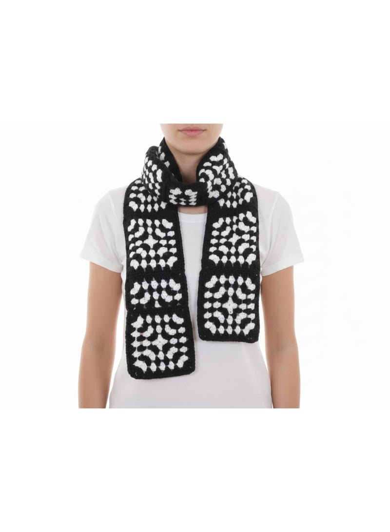 CROCHKA Handmade Crochet Winter Scarf - Boho Granny Square Woolen Muffler - Image 2