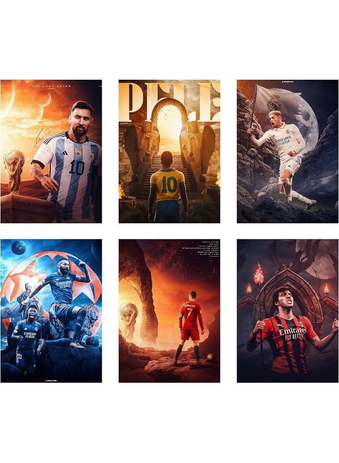 CodersParadise CodersParadise Paper Pack Of 6 - Football Wall Posters 8X12 Inch A4 Size Included Glue Dots Wall Decor Posters Wall Art - Image 1