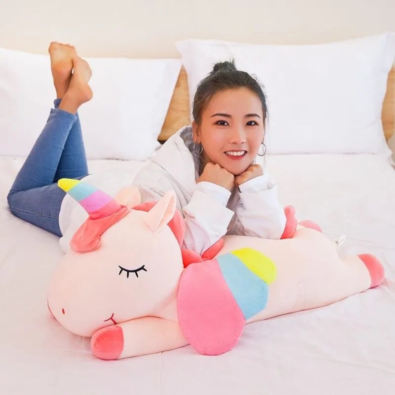 Unicorn Pillow 30cm Pink: Soft Huggable Down Cotton Filling - Four-sided Elastic Fabric Durability - Plush Unicorn for Holiday Gifts Home Decor Waist Support - Image 4