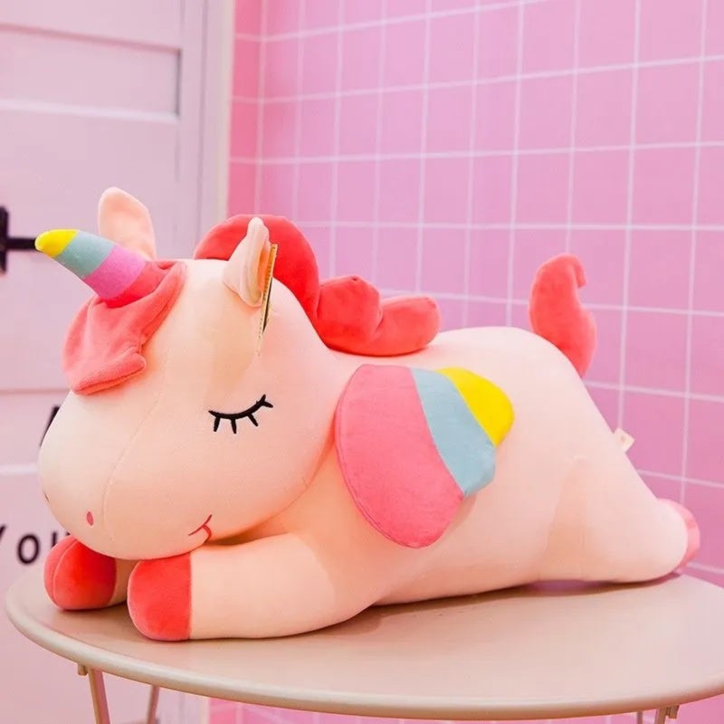 Unicorn Pillow 30cm Pink: Soft Huggable Down Cotton Filling - Four-sided Elastic Fabric Durability - Plush Unicorn for Holiday Gifts Home Decor Waist Support - Image 2