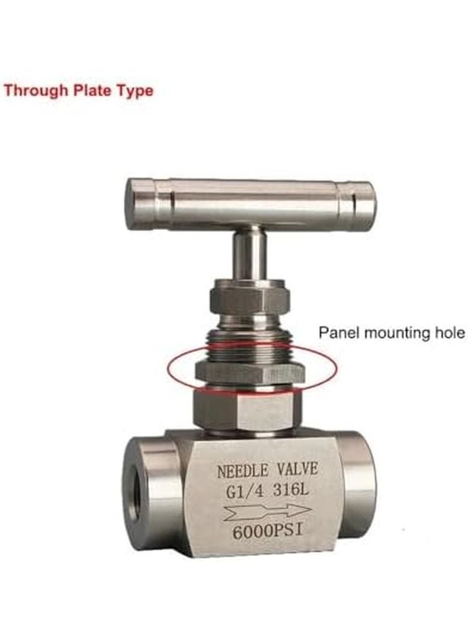 316L Stainless Steel High Pressure Needle Valve 1 2 Inch Female Thread Through Plate Type - Image 3