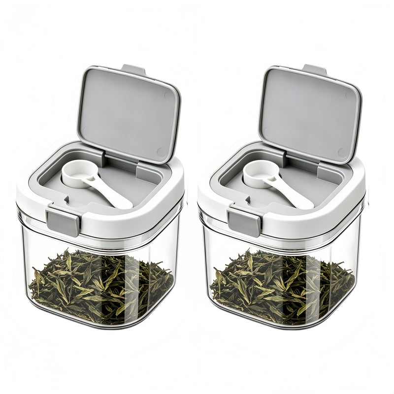 yuyingji 2Pack 27oz Airtight Tea Canisters Clear Loose Leaf Tea Storage Containers with Spoon WideMouth Kitchen Canisters for Loose Tea Coffee Sugar Flour Herbs BPA Free Organizer for Pantry - Image 2