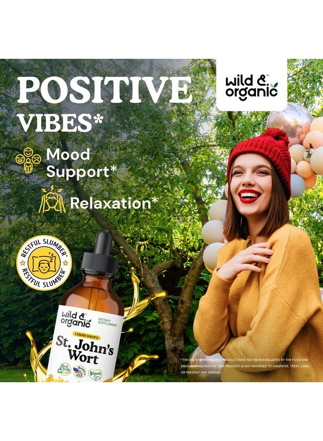 Wild & Organic St Johns Wort Tincture - Mood Support - Calming St John's Wort Supplement - Hypericum Perforatum Herbal Liquid Drops - Vegan, Sugar & Alcohol Free - 4 fl oz - Image 2