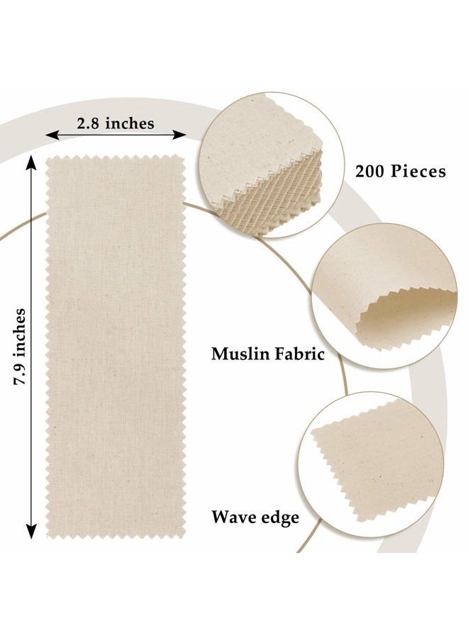 Whaline 200 Pieces Fabric Wax Strip Natural Muslin Epilating Strips Large Waxing Strips Pre-Cut Strips for Body Facial Hair Removal Women Men Arms Legs, 2.8 x 7.9 Inch - Image 2