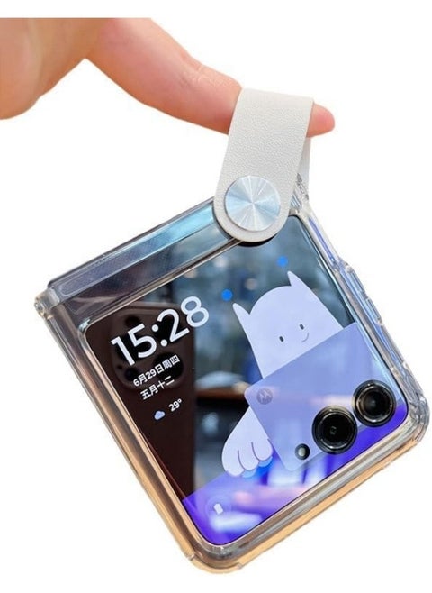Compatible with Motorola Razr 40 Ultra Case, Transparent Case with Kickstand Strap Ultra-Thin Anti-Drop Shell Bumper Protective Cover for Razr 40 Ultra