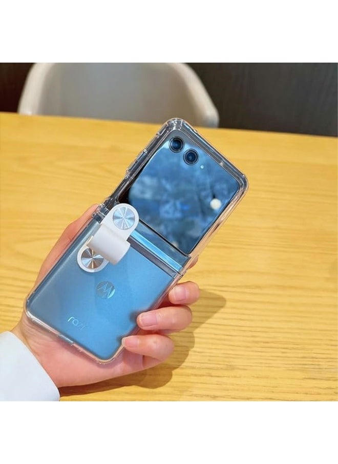 Compatible with Motorola Razr 40 Ultra Case, Transparent Case with Kickstand Strap Ultra-Thin Anti-Drop Shell Bumper Protective Cover for Razr 40 Ultra