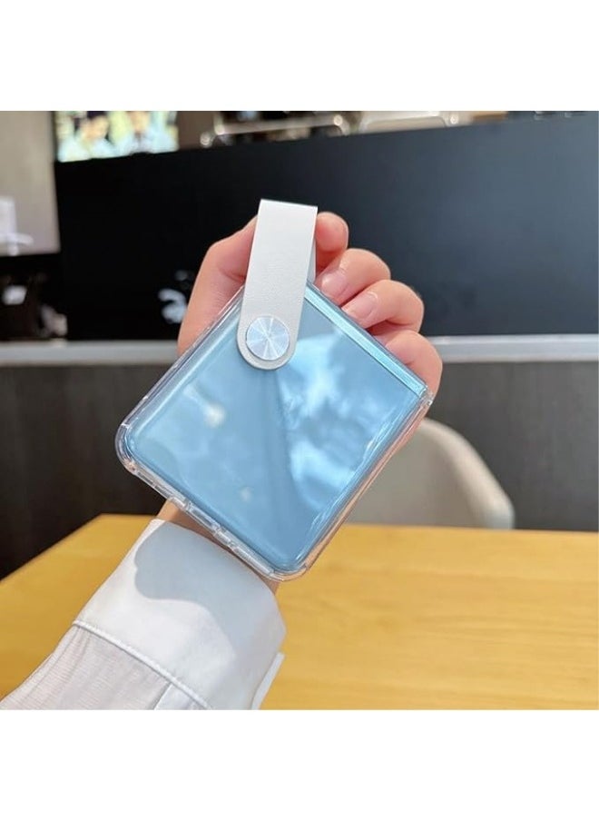 Compatible with Motorola Razr 40 Ultra Case, Transparent Case with Kickstand Strap Ultra-Thin Anti-Drop Shell Bumper Protective Cover for Razr 40 Ultra
