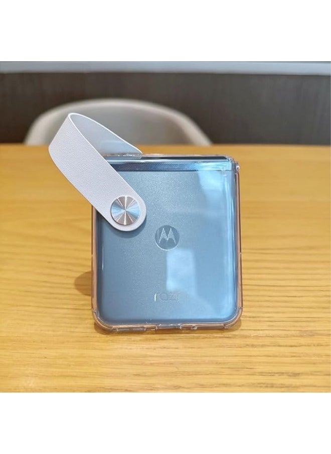 Compatible with Motorola Razr 40 Ultra Case, Transparent Case with Kickstand Strap Ultra-Thin Anti-Drop Shell Bumper Protective Cover for Razr 40 Ultra