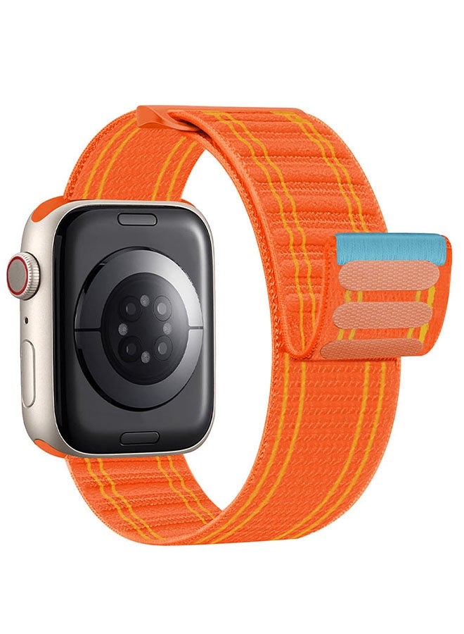 Happy D Soft nylon strong hook-and-loop elastic woven strap, suitable for Apple Watch Ultra 2, Apple Watch series 11/10/9/8/7/6/5/4/3, orange, 42/44/45/46/49mm - Image 1