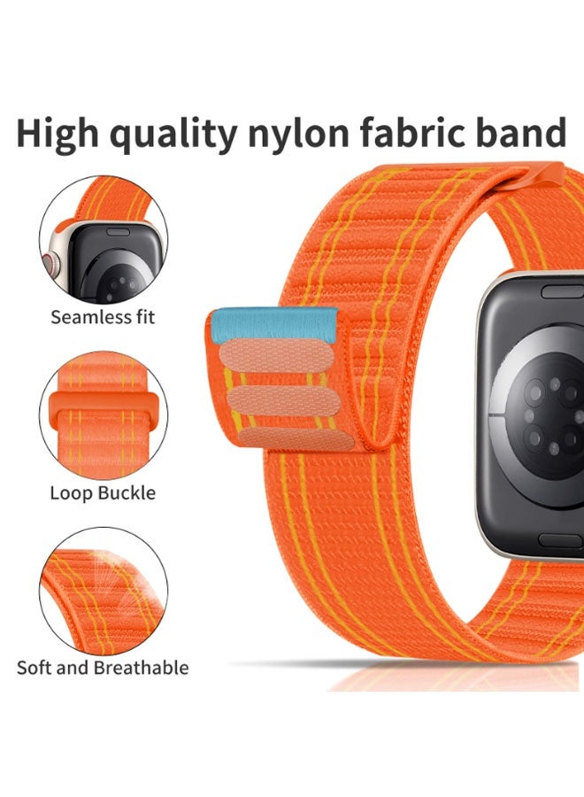 Happy D Soft nylon strong hook-and-loop elastic woven strap, suitable for Apple Watch Ultra 2, Apple Watch series 11/10/9/8/7/6/5/4/3, orange, 42/44/45/46/49mm - Image 2