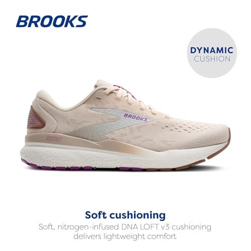 Brooks Women’s Ghost 16 Neutral Running Shoe - Almond Peach/Coconut/Purple - 6.5 Medium - Image 2