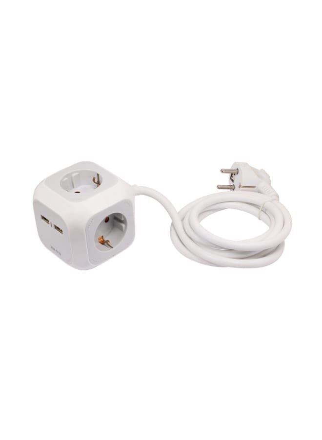 Brennenstuhl Cube multi socket plug 4 Hollow +2 USB Cube Connector with ...