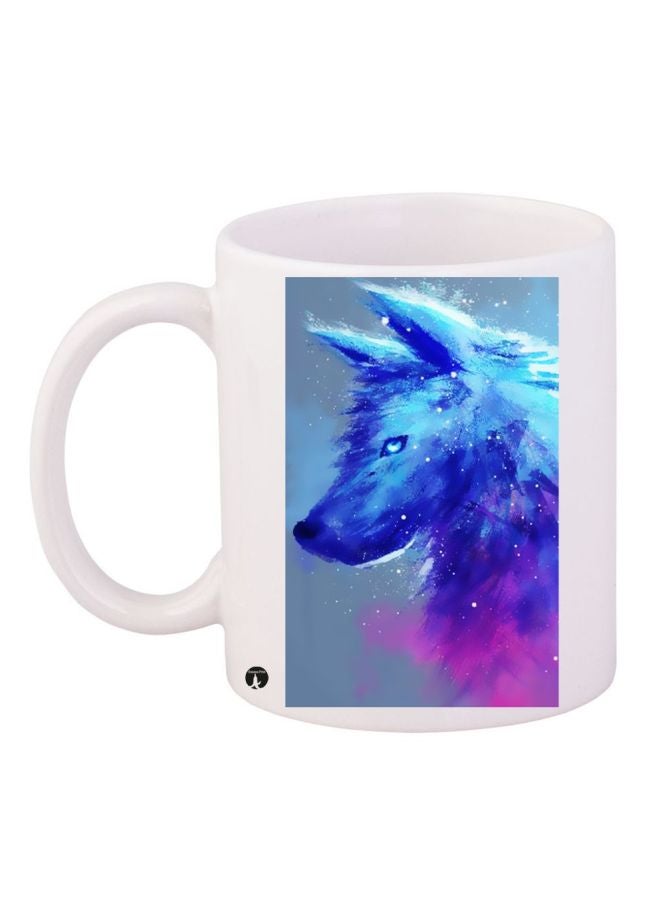 Coloured Dog Printed Coffee Mug White/Blue/Purple 11ounce