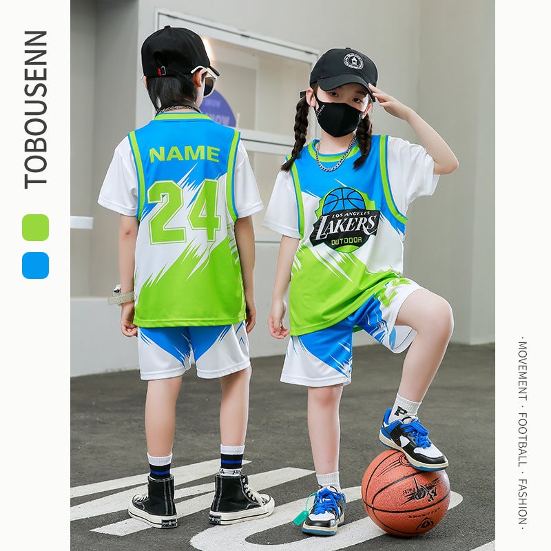 Children'S Basketball Uniforms Boys And Girls Printed Kindergarten Primary School Students No. 24 Jersey Light Board Performance Jersey Trade - Image 1