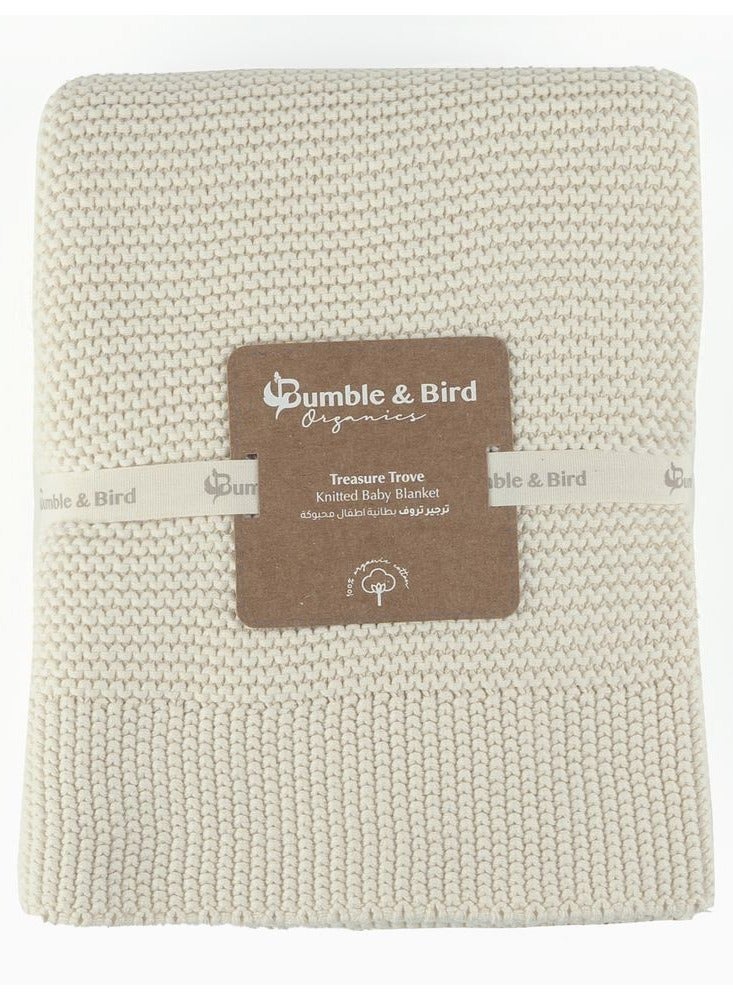 Bumble & Bird - Knitted Receiving Blanket - White - Image 2