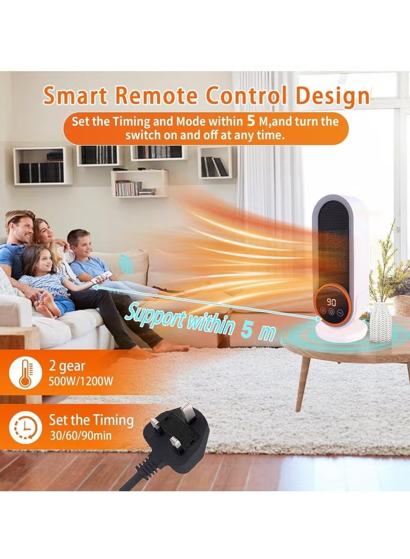 زيترا سخان كهربائي محمول ، سخان فضاء 1200W ، إعدادين درجة حرارة ، شاشة رقمية مع جهاز التحكم عن بعد وأزرار اللمس ، وظيفة إيقاف الطاقة التلقائية وموقت ، مناسبة لأجهزة الكمبيوتر المكتبية الداخلية والاستخدام المنزلي. - Image 3