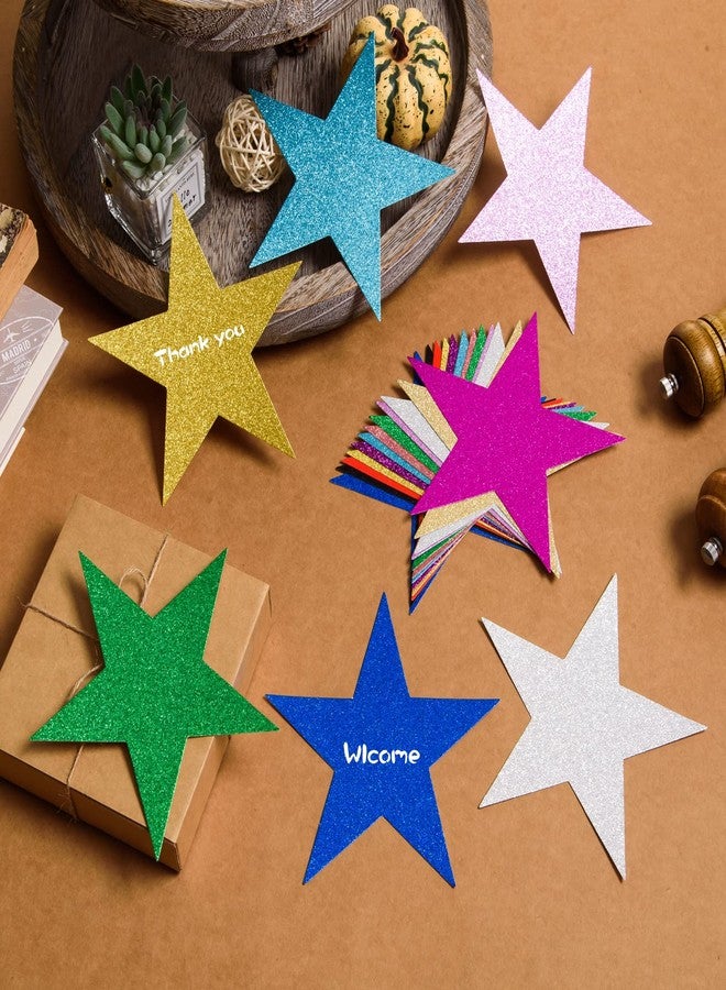 FOBSME 120 Pcs Glitter Star Cutouts Paper Star Confetti Cutout Assorted Color Glitter Stars Cutouts 6 Inch Large Glitters Stars Decoration for Christmas Classroom Bulletin Board Wall Party Supplies,12 Colors - Image 4