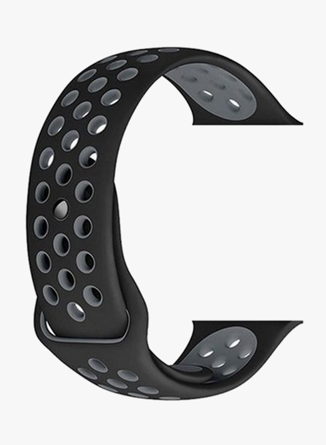 Silicone Sport Wrist Band For Apple Watch 44 mm Black/Grey - Image 2