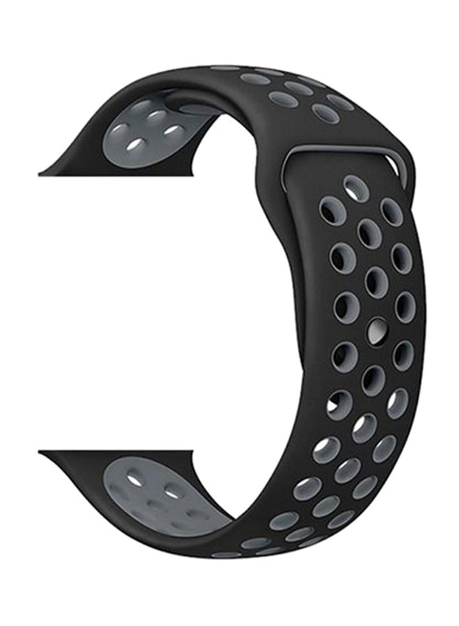 Silicone Sport Wrist Band For Apple Watch 44 mm Black/Grey - Image 1
