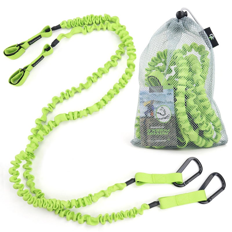 Gradient Fitness 2 Pack Kayak Paddle Leash, 5-8 Feet Stretchable Paddle Strap With Carabiner Secure Leash Lanyard Rope For Sup Kayak Canoe Paddle Fishing Pole Rod - Image 1