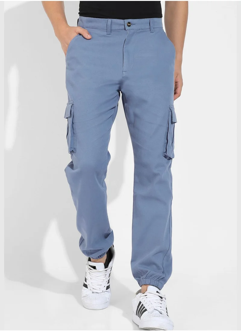 Campus Sutra Solid Cargo Pant