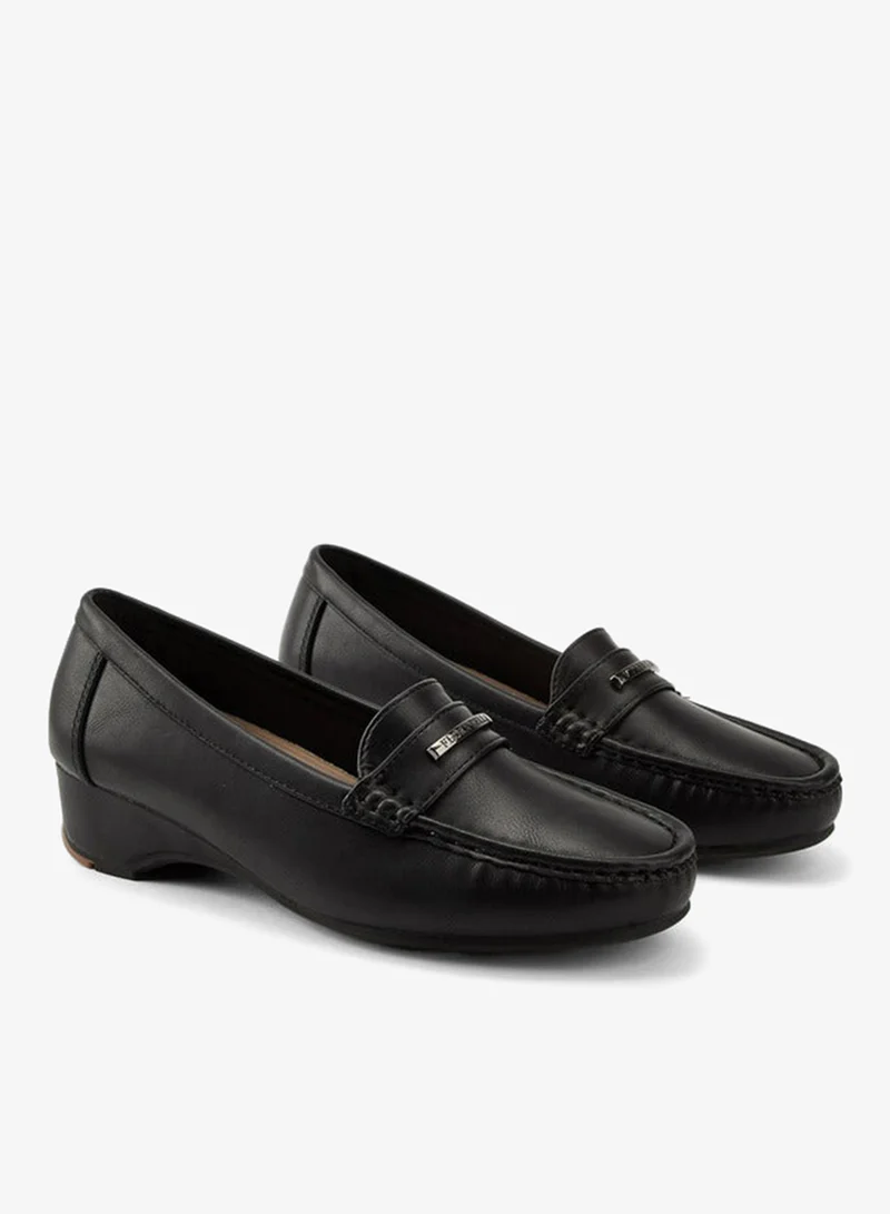 Flora Bella By Shoexpress Metal Accent Loafers with Wedge Heels