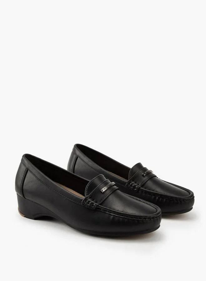 Flora Bella By Shoexpress Flora Bella Metal Accent Loafers With Wedge Heels