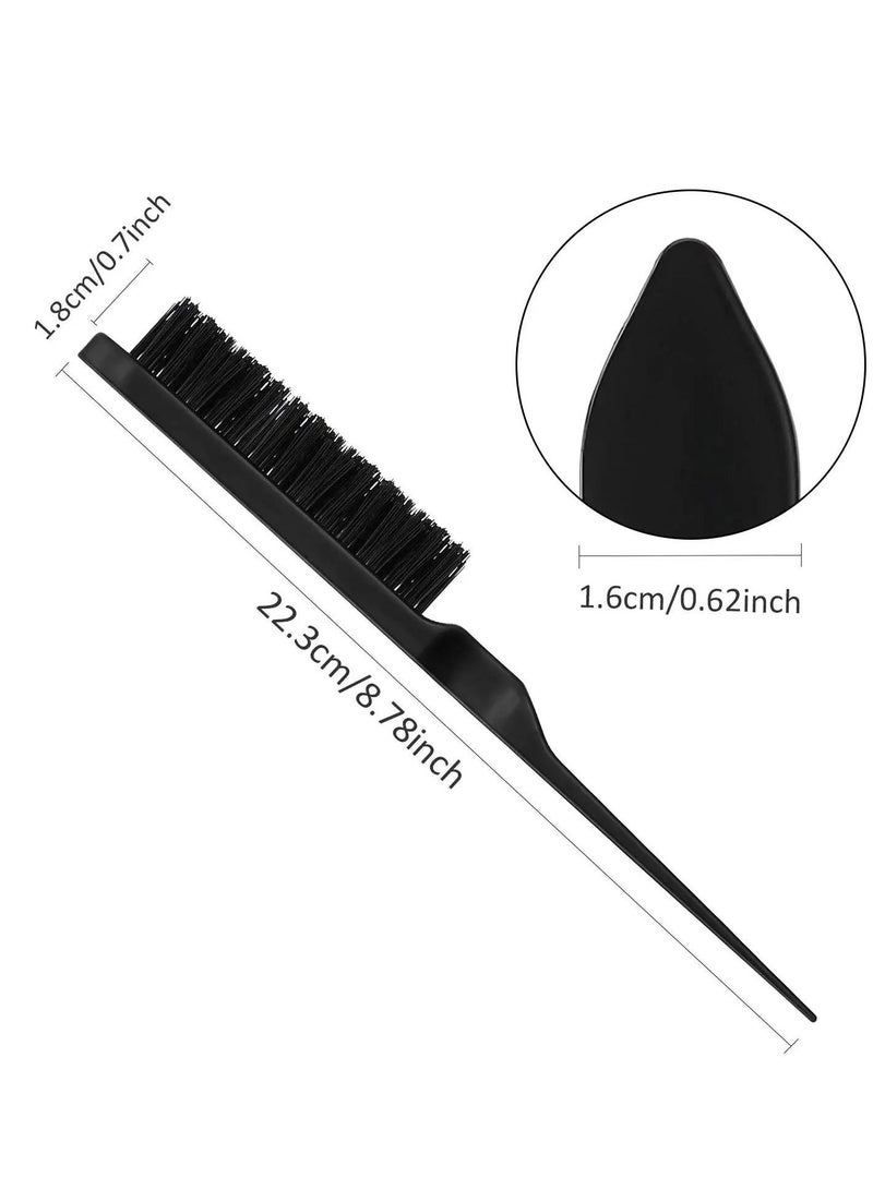 NIBEMINENT 3 pcs Hair Styling Comb Set, Includes Brush Teasing Fluffy Brush, Rat Tail and Barber Combs for Women Back Combing (Black, Red) - Image 2