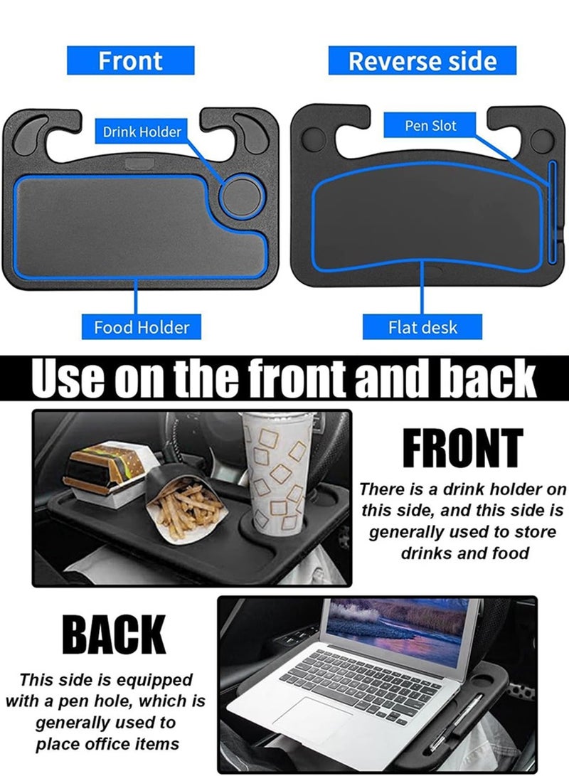 QUTOOB 2-in-1 Food Tray & Laptop Desk for Eating, Working, Writing & Travel | Dual-Sided Wheel Table Fits Most Cars and Trucks | Portable Table for Cars, Trucks & Drivers - Image 2