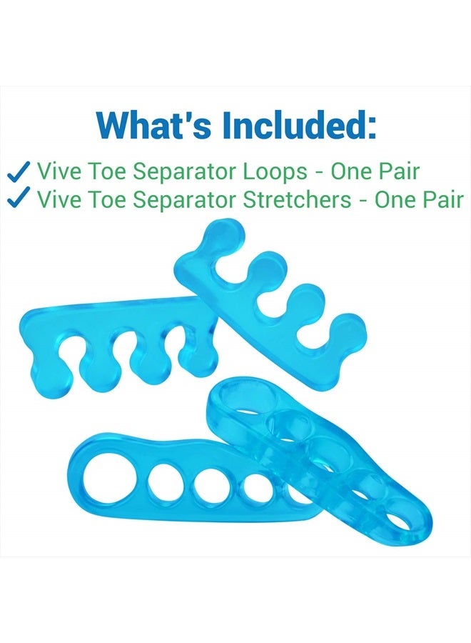 VIVEsole Toe Separators for Men & Women Medium (2 Pairs) - Silicone Gel Spreaders - Therapeutic Spa Stretchers for Plantar Fasciitis, Bunions, Overlapping Hammer Toe Spacers - Metatarsal Yoga Cushion - Image 3