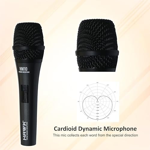 Hawk Proaudio HM 10 Handheld Dynamic Cardioid Wired Mic for Live, Recording, Speech with mic Holder and Pouch with ON/Off Switch, (Mic Cable Not Included) - Image 3