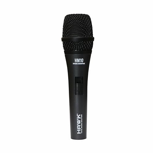 Hawk Proaudio HM 10 Handheld Dynamic Cardioid Wired Mic for Live, Recording, Speech with mic Holder and Pouch with ON/Off Switch, (Mic Cable Not Included) - Image 1
